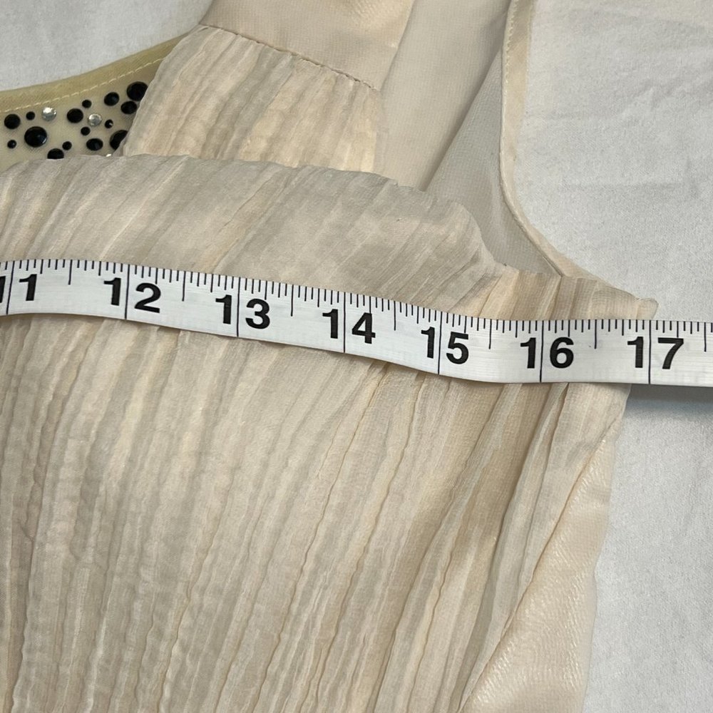Chi Chi London Cream Evening Gown US 4 Mesh Formal Dress Prom Wedding Party - Picture 9 of 13